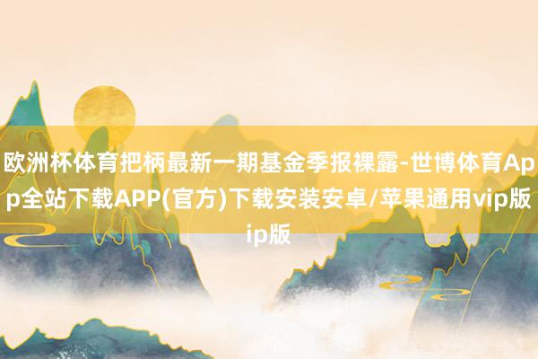 欧洲杯体育把柄最新一期基金季报裸露-世博体育App全站下载APP(官方)下载安装安卓/苹果通用vip版